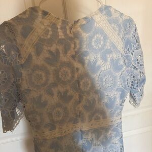 Just Me Light Blue and White Lace Dress